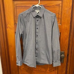 Express Men's Dark Gray Patterned Shirt